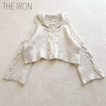 THE IRON 세일러 카라 숏 기장 니트 울 캐시미어 오버 사이즈