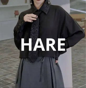 HARE 하레 넥타이 자카드 SET 숏 셔츠 ( 블랙 )