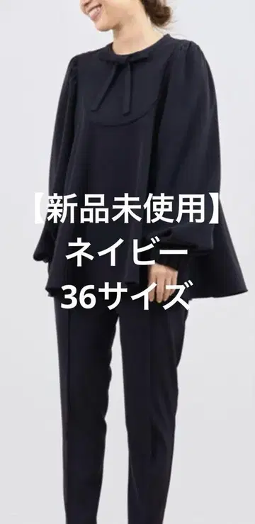 [ 미사용 새상품 ] yori 세레모니 리본 퍼프 블라우스 36 네이비