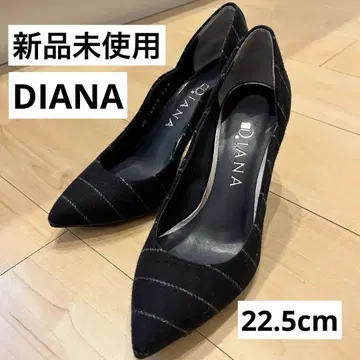 [ 미사용 새상품 ] DIANA 스트라이프 패턴 하이힐 네이비 스틸레토