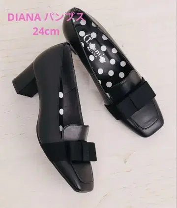 DIANA 리본 포함 블랙 펌프스 24cm