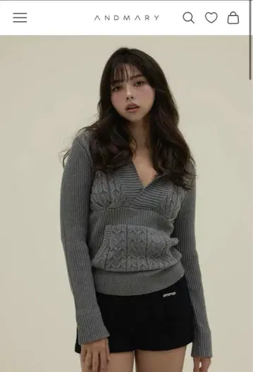 andmary Taylor 후디 니트 탑 그레이
