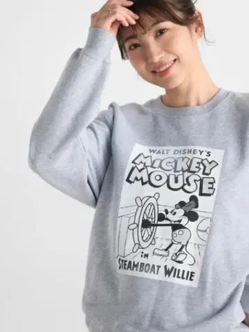 [ 야마다야 Vin ] 디즈니 '증기선 윌리' 포스터 프린트 맨투맨