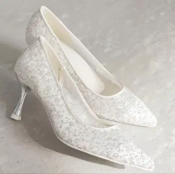 [ 새상품급 ] RANDA 글리터 튤 펌프스 IVORY 23.0cm