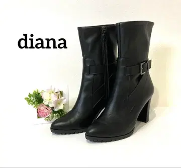새상품급 다이애나 DIANA 부츠 숏부츠 벨트 사이드 지퍼 블랙