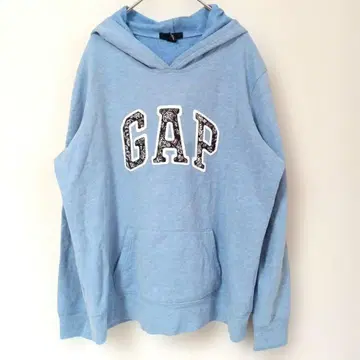 GAP 로고 자수 후드티 풀오버 라이트 블루 L