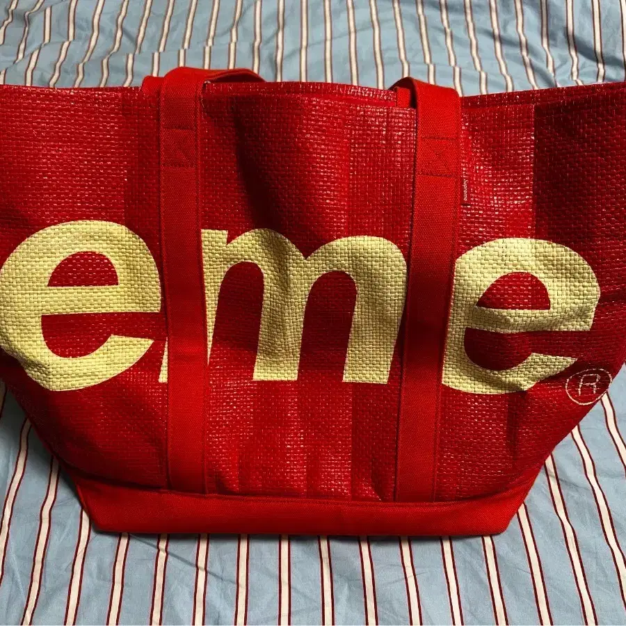 supreme Raffia Tote Red