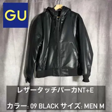 GU 레더 터치 후드티 NT+E 09 BLACK M