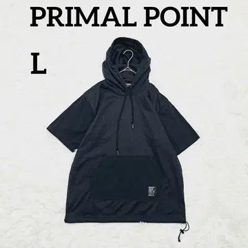 [ PRIMAL POINT ] 반팔 후드티 풀오버 후데트 L 블랙