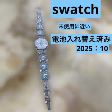 Swatch 손목시계 파랑과 그린 디자인 배터리 교체 완료 거의 미사용