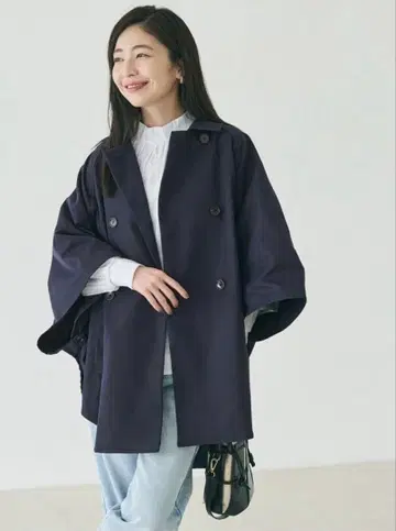 coca 트렌치 판초 코트 네이비 M 사이즈