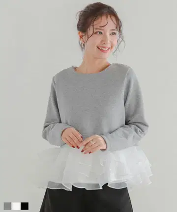 fitmore 오간자 프릴 레이어드 맨투맨