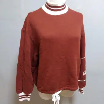 ZARA 브라운 리브 크루넥 스웨터
