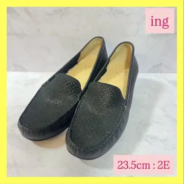 미사용급 ing 잉그 퍼포레이션 로퍼 블랙 23.5cm