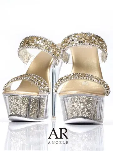 ANGELR 골드 클리어 하이힐 펌프스 15cm