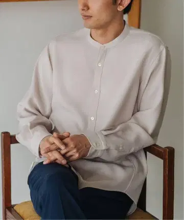 [택 포함 미사용 새상품] 워셔블 밴드 카라 셔츠