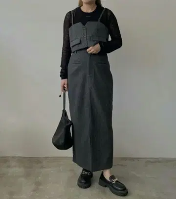 울라이크 뷔스티에 + 울라이크 타이트 스커트 차콜 리앙