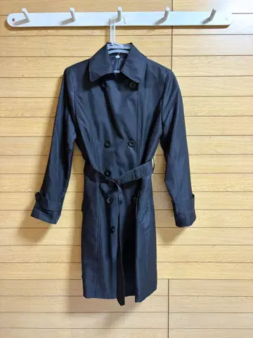 블랙 더블 브레스트 트렌치 롱 코트 여성용 취업