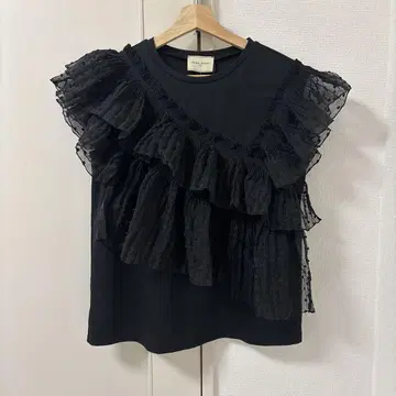 UNITED ARROWS 플리츠 프릴 콤비 티셔츠
