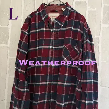 구제 의류 US L 사이즈 Weatherproof 체크 무늬 플란넬 셔츠