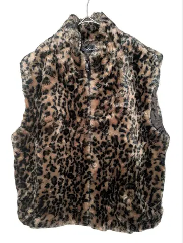 새상품급 표범 무늬 레오파드 무늬 퍼 베스트 동물 패턴 프리 사이즈