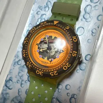 빈티지 Swatch 손목시계 오렌지 그린