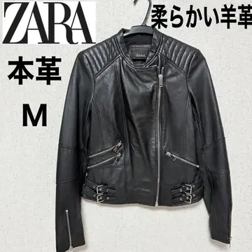 ZARA 자라 천연 가죽 더블 라이더 재킷 부드러운 양가죽