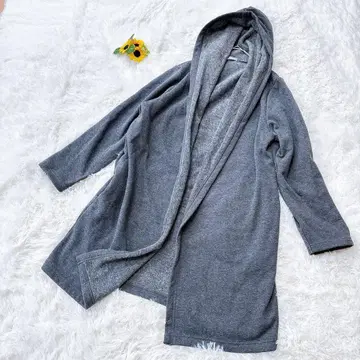그라시아 후드 부착 롱 코트 맨투맨 후드티 프론트 오픈 속기모 캐주얼