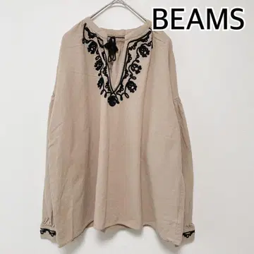BEAMS 빔즈 긴팔 블라우스 베이지 자수