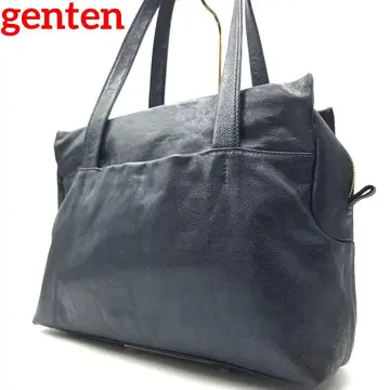 고품질 genten 토트백 비즈니스백 숄더 가능 로고 가죽 블랙