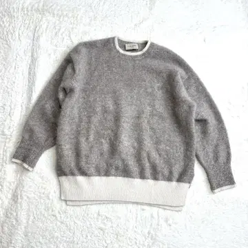 UNITED ARROWS 폭스 캐시미어 크루넥 니트 23AW 바이컬러