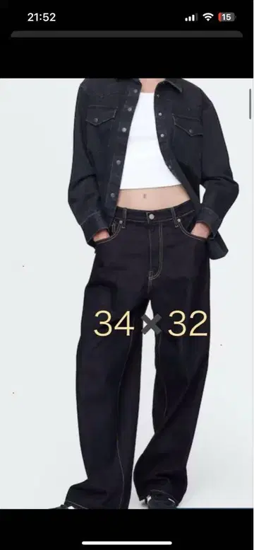 미사용 새상품 GAP 슈퍼 배기 데님 다크 린스 W34 L32