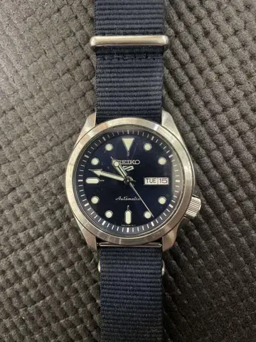 세이코 SEIKO 5 자동 와인딩 손목시계 네이비 작동품