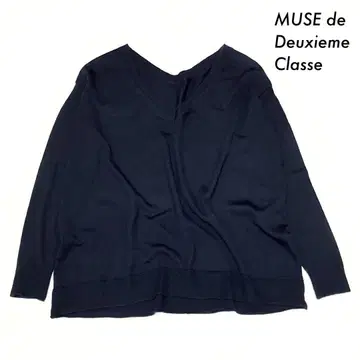 MUSE de Deuxieme Classe V넥 긴팔 니트 네이비