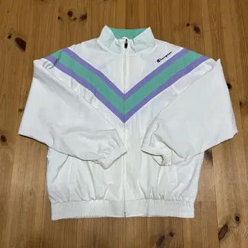 Champion 스포츠 자켓 화이트/퍼플/그린