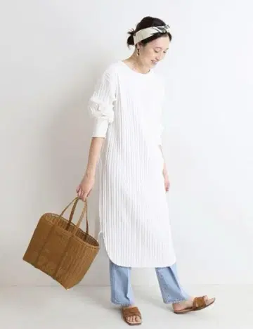 [새상품급] SLOBE IENA 프레이즈 원피스 화이트