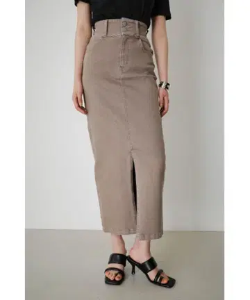 [ azul by moussy ] 베이지 데님 슬릿 타이트 스커트