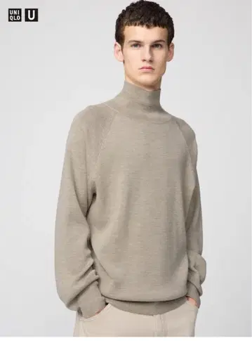 UNIQLO U 하이넥 스웨터 M 베이지 유니클로U 479837