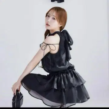 NICE CLAUP 여성용 백리본 미니 원피스