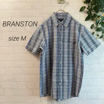 [BRANSTON] 체크 반팔 셔츠 (M) 블루 계열