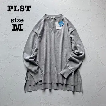 새상품 플라스테 엑스트라 파인 메리노울 블렌드 V넥 스웨터 그레이
