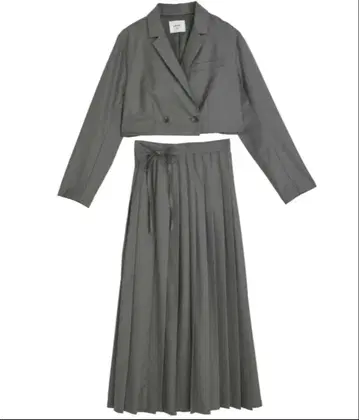 SHORT JACKET WITH PLEATS WRAP SKIRT 그레이S