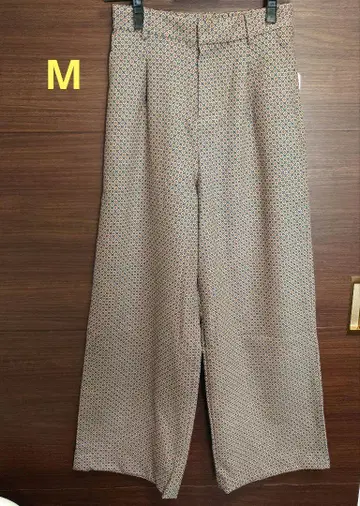여성용 기하학 패턴 와이드 팬츠 브라운 계열 가을, 겨울 M