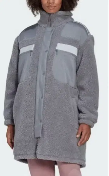 adidas 롱 폴러 플리스 자켓 보아 자켓 그레이 S