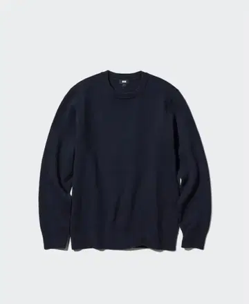 UNIQLO 워셔블 스트레치 밀라노 리브 크루넥 스웨터 네이비