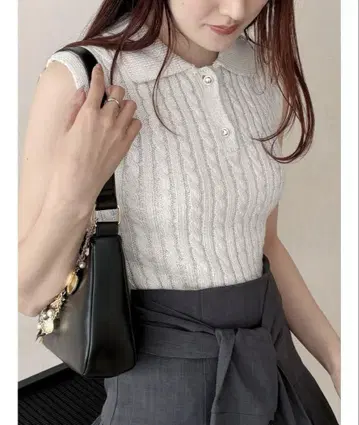 슬리브리스 폴로 옷깃 니트탑