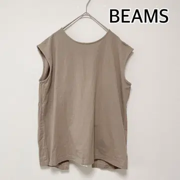 BEAMS 빔즈 슬리브리스 블라우스 티셔츠 베이지