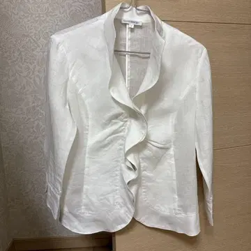 나라 까미체 화이트 린넨 프릴 셔츠 긴팔