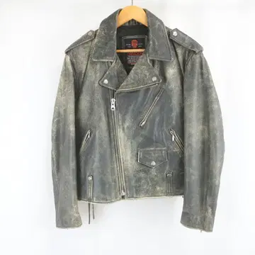 VINTAGE CHEVIGNON 천연 가죽 가죽 더블 라이더 자켓