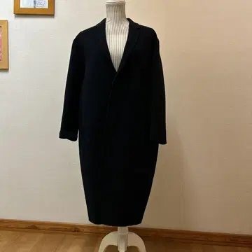 LE GLAZIK 네이비 롱 코트 심플한 디자인